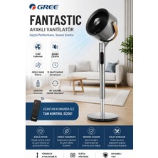Sessiz Dc Motor, 8 Kademe, Dikey-Yatay Salınım, Dijital Kontrol Gri Gree Fantastic Ayaklı Vantilatör FXDZWK-2305BAG5