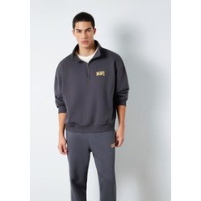 Mavi Mavi Logo Baskılı Yarı Fermuarlı Antrasit Sweatshirt 0S10208-70101