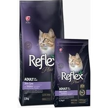 Uravas Store Reflex Plus Skin Care Deri ve Tüy Bakımı Somonlu Yetişkin Kedi Maması 1,5 kg (Paketleme Farklılık G