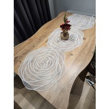 Yalıns Home Rose Lüx Runner Nakış Simli Dekoretif 140X45CM