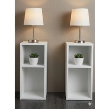 Sally Home Modern 2'li Komodin ve Dekoratif Raf Seti – Mat Beyaz