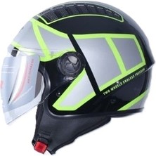 Ncr 230 Yarım Yazlık Kask Siyah Sarı Grafik Ece Belgeli
