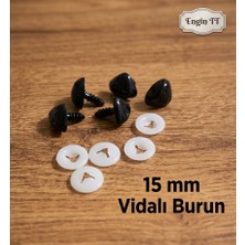 Engin Tt 15 mm Vidalı Amigurumi Kilitleme Burun Seti (5 Adet) - Siyah Oyuncak Burnu
