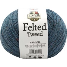 Etrofil Felted Tweed Örgü İpi Derin Deniz %50 Organik Merino Yün %25 Baby Alpaka Yün %25 Viskoz 100g 350m (75375)