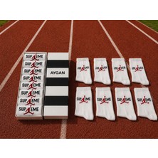 Aygan Store 8 Çift Beyaz Kolej Tenis Spor Çorap 8 Adet
