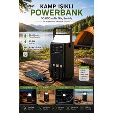 Abstrax Tech 50.000 Mah Kamp Işıklı Powerbank 22.5W Hızlı Şarj – Dahili 4 Kablo, LED Fener, Dijital Gösterge, Usb-C & Usb-A Taşınabilir Şarj Cihazı
