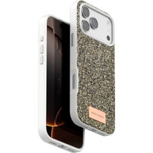 Onegif Apple iPhone 17 Pro Veloura Kılıf – Simli Parlak Yüzey Premium Tasarım - Çöl Titanyum