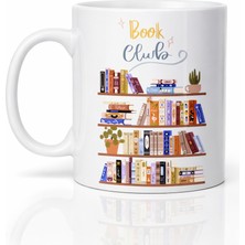 Bezos Book Club Temalı Kupa Model 243 Kitap Severler Için Tasarım Baskılı Seramik Kahve Kupası