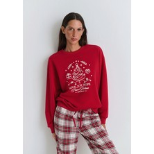 Mavi Yılbaşı Temalı Kırmızı Sweatshirt 1S10507-70390