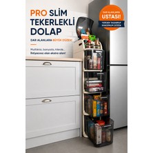 Funny Life Pro Slim Tekerlekli Çok Amaçlı Dar Alan Düzenleyici Dolap 4 Çekmeceli Organizer