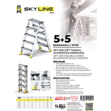 Skyline 5+5 Basamaklı Çift Taraflı Alüminyum Merdiven