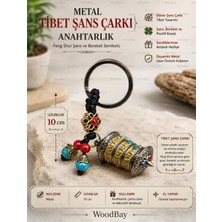 WoodBay Metal Tibet Şans Çarkı Anahtarlık 10 cm | Döner Dua Çarkı Tasarımlı Feng Shui Dekoratif Anahtarlık Model Tbt