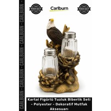 Carlburn Özel Üretim Şık Hediye Kartal Figürlü Tuzluk Biberlik Seti Polyester Dekoratif Mutfak Aksesuarı