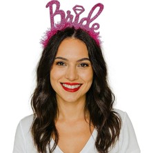 Fuşya Renk Bekarlığa Veda Italik Yazı Alyanslı Bride Taç