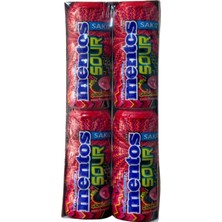 Mentos Sour Çilek Aromalı Şekersiz Tatlandırıcılı Ekşi Draje Sakız 30 gr x 12 Adet