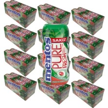 Mentos Pure Fresh Karpuz Aromalı Şekersiz Tatlandırıcılı Draje Sakız 30 gr x 12 Adet x 12 Adet