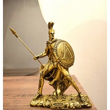 Antioch Art and Design Sparta Kralı Leonidas Biblo Heykel 19 cm Gold Ev Dekor Tasarım Hediyelik