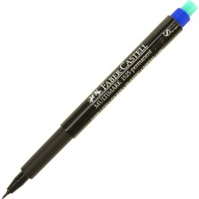 Faber-Castell Permanent Asetat Kalem, S Uç, Mavi, Kalıcı Solmayan Yazım, Asetat Silgili
