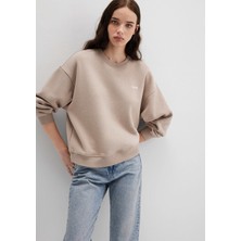 Mavi Mavi Logo Baskılı Bej Sweatshirt 1S10490-70344