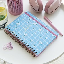 Paperora A5 Spiralli Süresiz Planlayıcı Ajanda Motivasyon Sayfalı Mavi Papatyalar