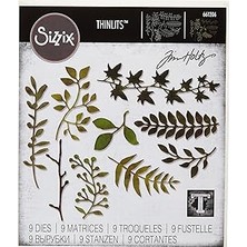 Uravas Store Sizzix Yapraklı Dal, Çelik, Zweig Mit Blättern, 10.8cm x 3.8cm - 3.8cm x 3.2cm