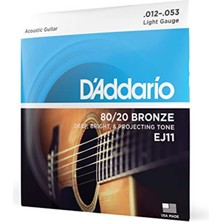 D'Addario Daddario EJ11 Akustik Gitar Tel Seti, 80/20 Bronze, Gauge,