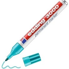 Uravas Store Edding 3000 Kalıcı Markör Turkuaz (Mavi) 1 Kalem Yuvarlak Uç 1,5-3 mm Hızlı Kuruyan Kalıcı Marker S