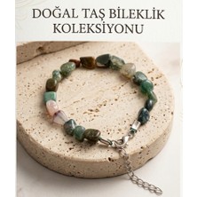 Adiyak Doğal Şekilsiz Yosunlu Akik Taşı Doğal Taş Bileklik