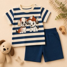 Tace Kids Tace Kıds Erkek Bebek Köpek Baskılı Şortlu Yazlık Takım-6-24 Ay