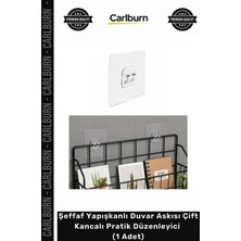 Carlburn Özel Üretim Mutfak Banyo Şeffaf Yapışkanlı Duvar Askısı Çift Kancalı Pratik Düzenleyici 1 Adet