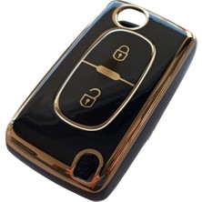 Keyron Peugeot 107 206 207 307 308 406 3008 Anahtar Kılıfı 2 Tuşlu Model Siyah Gold