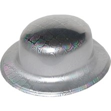 Gümüş Renk Hologramlı Plastik Yuvarlak Melon 27X24 cm