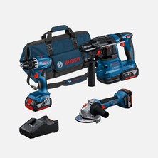 Bosch GSR18V45+GWS18V8+GBH18V22+3X4AH+GAL18V40 Profesyonel 3'lü Makine Seti