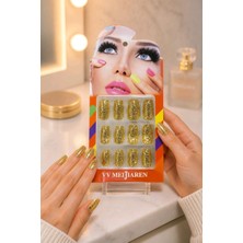 Monalisa Home Parlak Lüks  Renkli Takma Tırnak (Tırnak Yapıştıcı Hediye)
