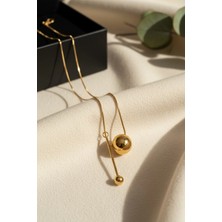 316L Çelik Gold Altın Kaplama Kolye - Kararmaz Yılan Zincir Minimalist Top Kolye