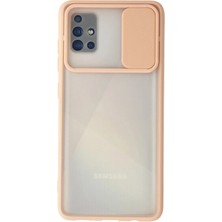 Modamizo Mey Ithalat® Samsung Galaxy A71 Kılıf Palm Buzlu Kamera Sürgülü Silikon - Pembe