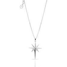 Oya Silver Iri Gümüş Kutup Yıldızı Kolye 4x2.5 cm [OYOT403]