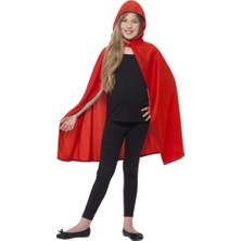 Lizbon Center Kırmızı Renk Kapşonlu Kumaş Pelerin 90 cm