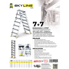 Skyline 7+7 Basamaklı Çift Taraflı Alüminyum Merdiven