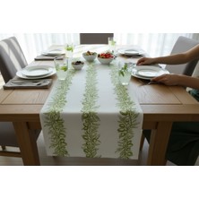 Megi Concept Dijital Baskılı Zeytin Dalı Desenli Masa Runner 40X140 cm Dekoratif Akdeniz Temalı Runner Masa Örtüsü