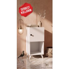 Sally Home Sally Kapaklı Modern Dikey Başucu Sehpası Depolama Alanlı Komodin Beyaz- Çoklu Kullanım Sunar