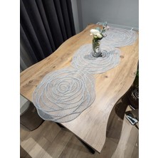Yalıns Home Rose Lüx Runner Nakış Simli Dekoretif 140X45CM
