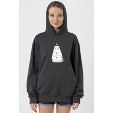 Tshirthane Grumpy Christmas Füme Kadın 2ip Kapşonlu