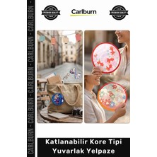 Carlburn #yelpaze Pratik Portatif Katlanabilir Kore Tipi Yuvarlak Yelpaze Çanta Boy Hafif Tasarım