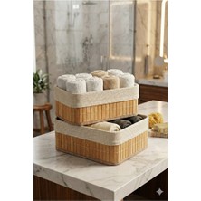 Empressco Çift Bambu Sepet Seti 20X12/15X25 cm Çok Amaçlı ve Şık Tasarım