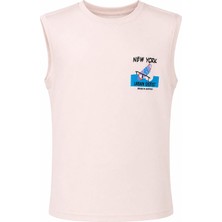 Trender 8045 New York Baskı Bej Erkek Çocuk Atlet 26YSS2000044