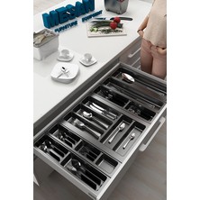 Mutfak Çekmece Içi Düzenleyici, Kaşıklık 84CM x 48CM Yanlar ve Boydan 4cm Kesilebilir, Antrasit