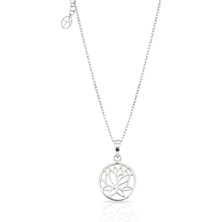 Oya Silver Gümüş Lotus Çiçeği Kolye 2.4x0.9cm [OYOT393]