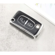Keyron Peugeot 107 206 207 307 308 406 3008 Anahtar Kılıfı 2 Tuşlu Model Siyah Gümüş Renk