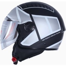 Ncr 230 Yarım Yazlık Kask Siyah Beyaz Grafik Ece Belgeli